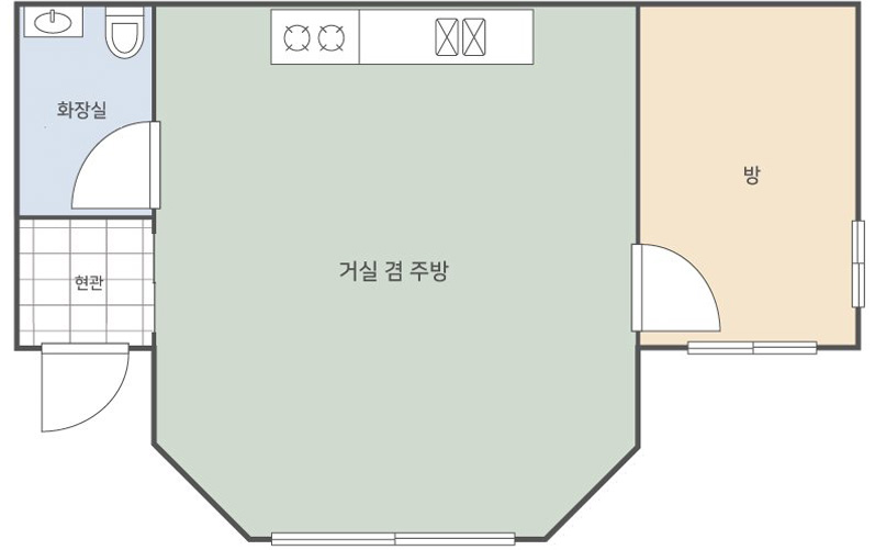 숲속의집 느티나무동(5인실) 평면도